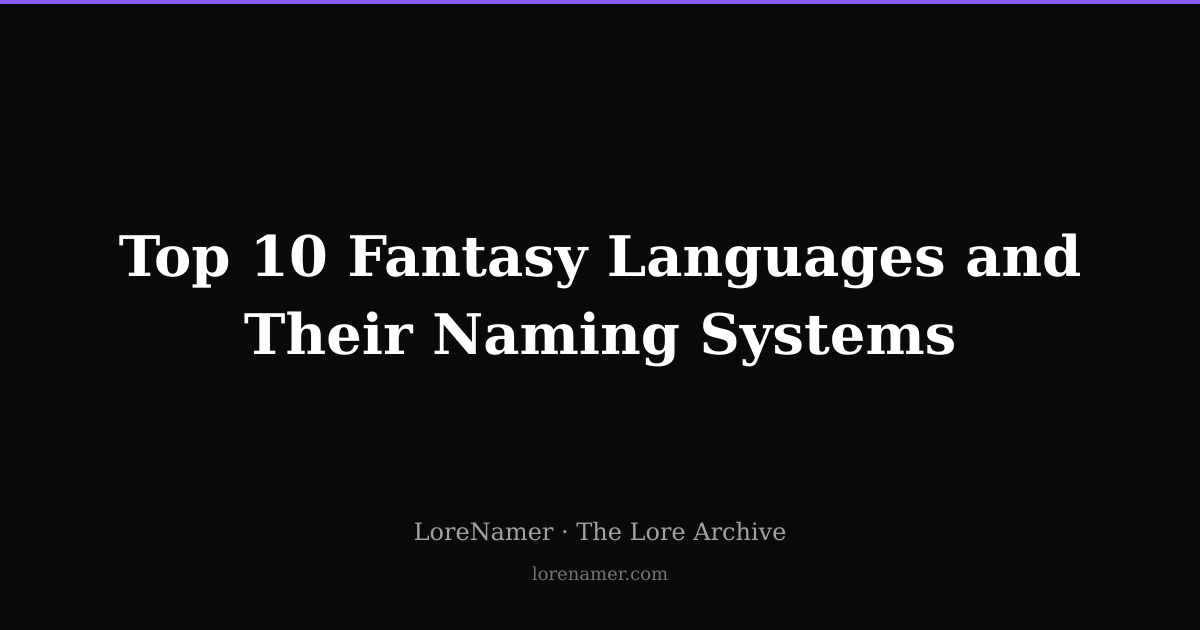 Top 10 Fantasy Languages and Their Naming Systems | LoreNamer